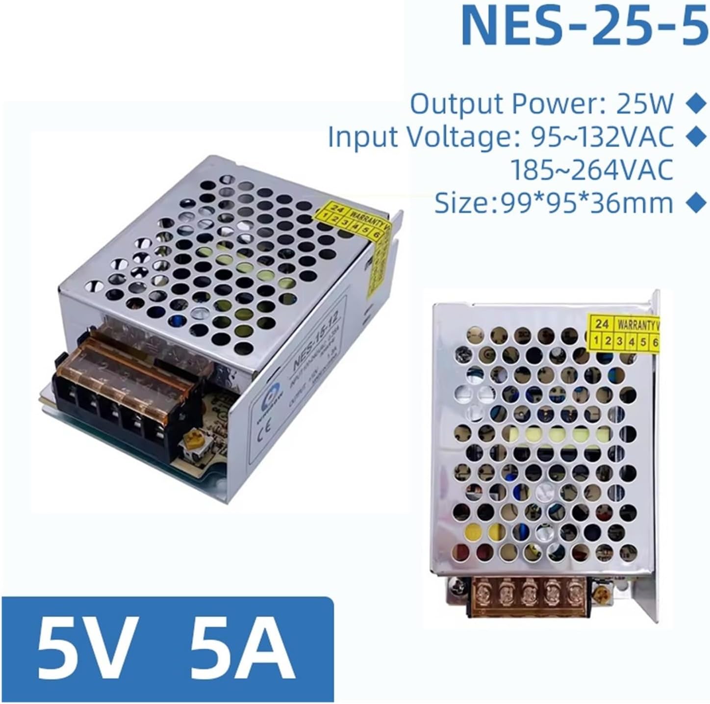 15/25/35/50W Multi Power Switching Mode Power Supply Single Output 12/24V(25W 5V 5A)