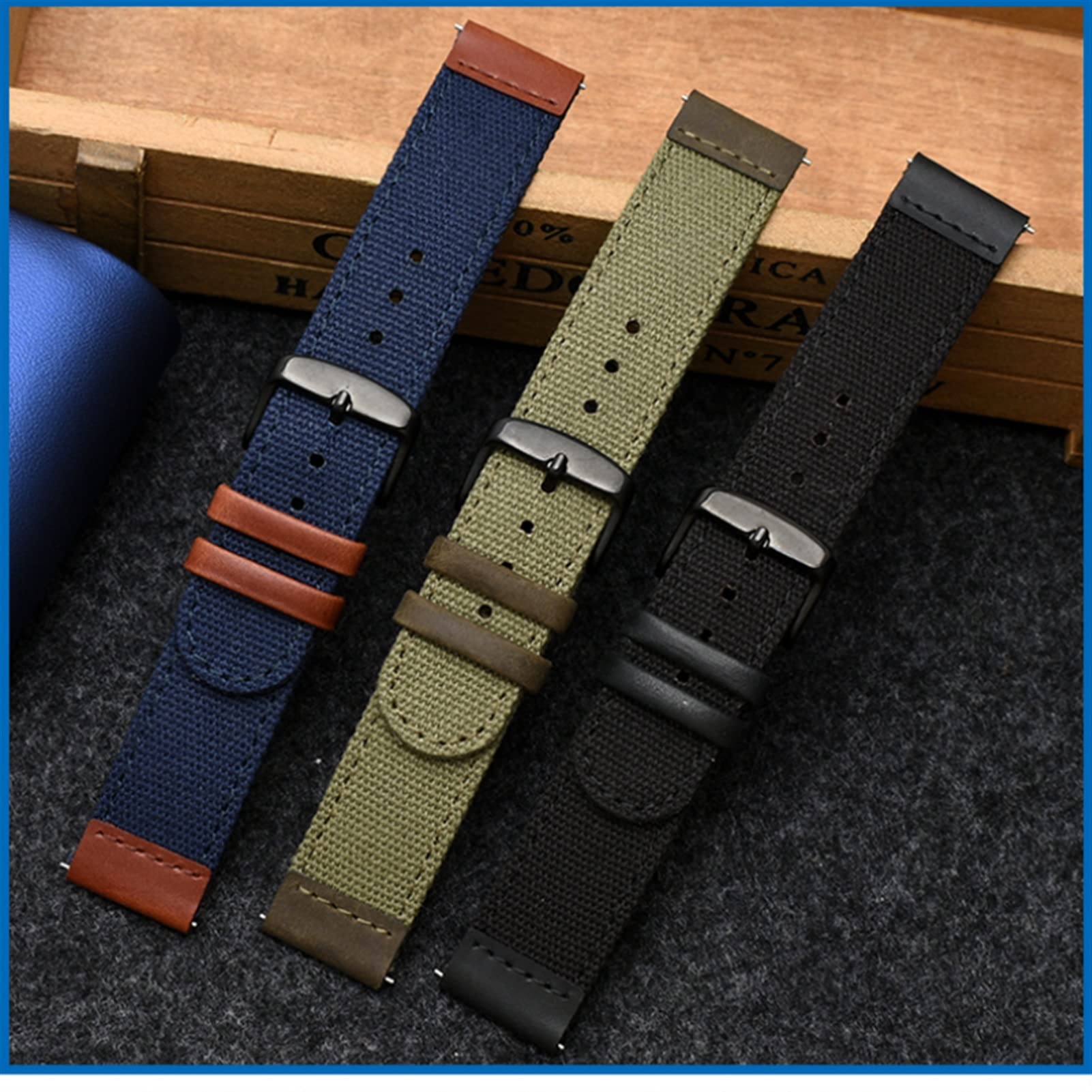 20mm Vera Pelle Verde Militare Nylon Sport Strap Canvas Sgancio Rapido Uomini Del Braccialetto Della Vigilanza Band Per TIMEX TW4B14200|14100|14000