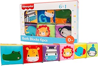 Fisher-Price Bath Blocks 6pcs – Floating Soft Baby Bath Toys, Stackable Water Play Blocks for Sensory Fun & Early Learning for Babies 0 Months+