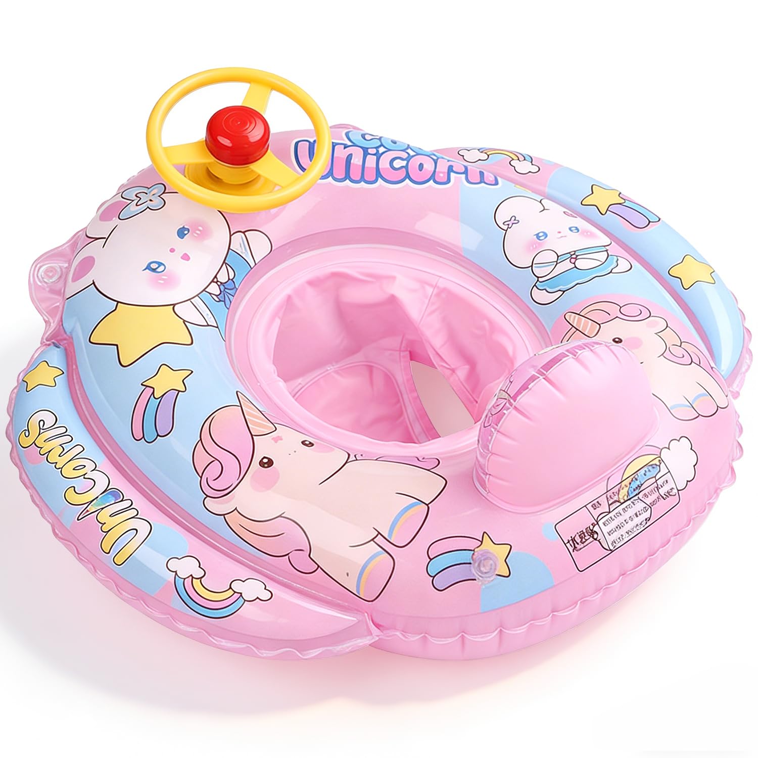 Unicorn Swimming Float with Safety Seat, Inflatable Toddler Float Pool Floats Swimming Ring Swim Pools Bathing Accessories Pool Inflatable Floats Rings for Water Training
