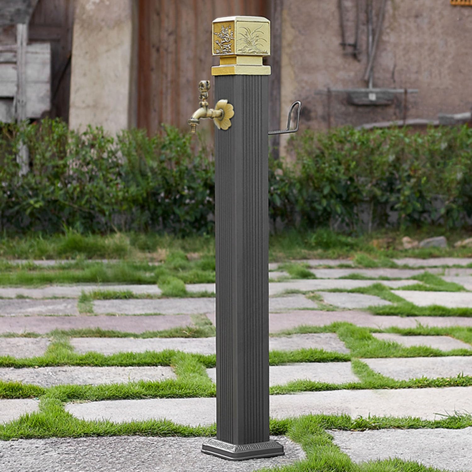 Genérico Columna de Agua de jardín de Acero Inoxidable, Grifo de Fuente de Montaje en Suelo con Gancho y Grifo Totalmente de Cobre, hidrante contra Incendios con tubería de Agua anticongelante para p