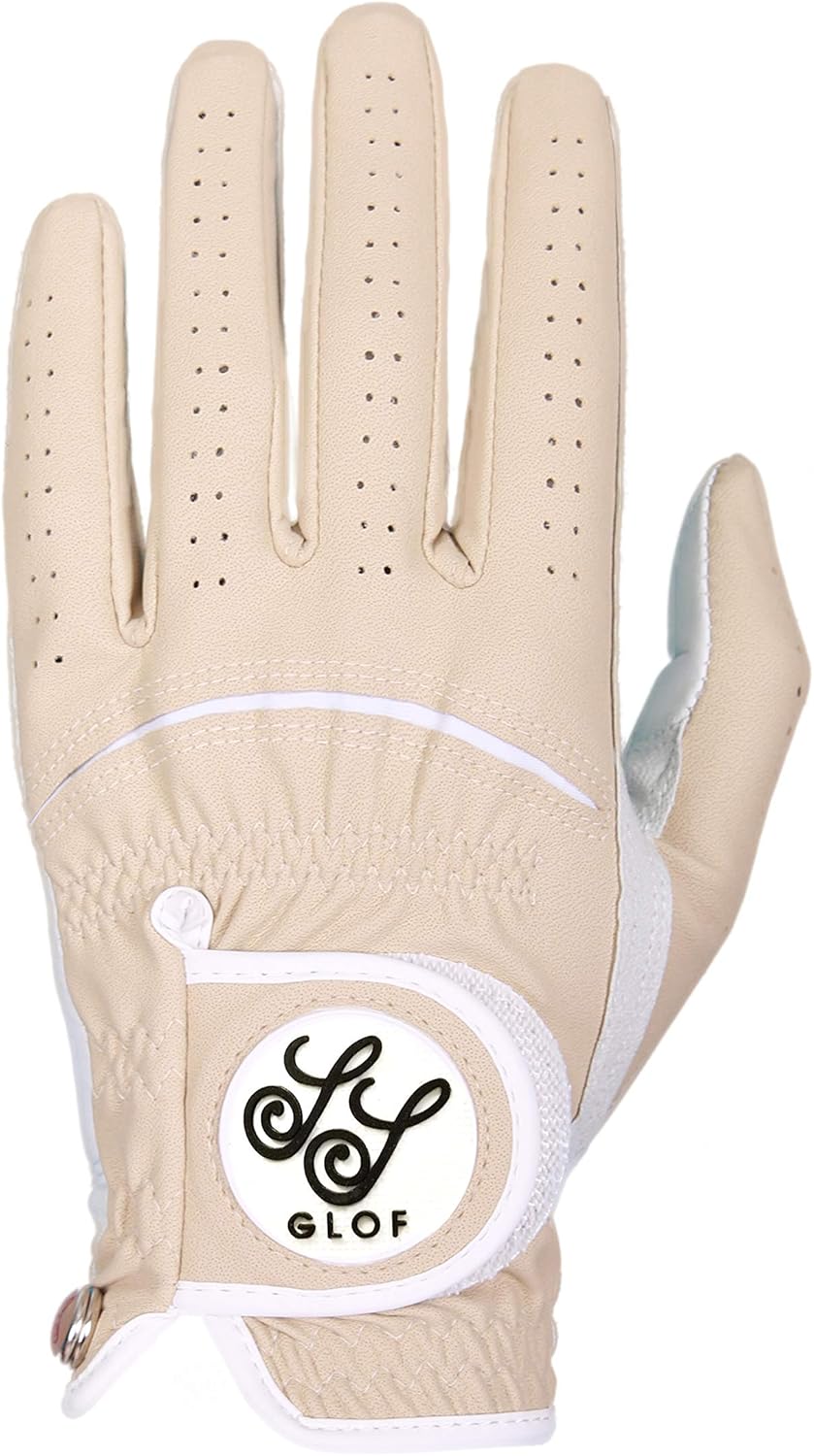 Men's Golf Glove Left Hand High Grade Leather Three Pack(L/Beige, ML, Left)