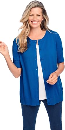 Woman Within Perfect Elbow-Length Sleeve Cardigan Sweater