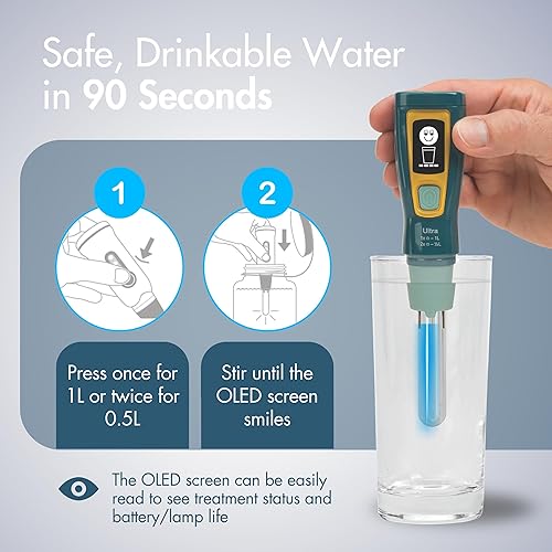 Miniatura 3 de Katadyn Steripen Ultra Portable UV Water Purifier – Rechargeable 2200mAh Battery, Eliminates 99.99% Microorganisms, Fast Water Treatment for Hiking,