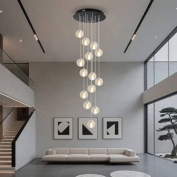 GINSENGLUX 14 Lights Staircase Chandelier for High Ceiling GINSENGLUX 14 Lights Staircase Chandelier for High Ceiling