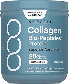 NeoCell Collagen Bio-Peptides Powder | 22oz | Super Hair, Skin, and Nails | Superior Absorption | Grassfed Protein Supplement | Advanced with 18 Essential Amino Acids