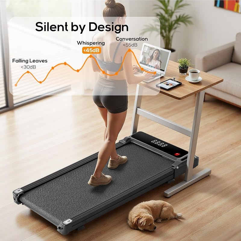 Aidoly Walking Pad Under Desk Treadmill, Portable Compact Electric Walking Treadmill with Remote Control & LED Display for Home Office, Quiet Fitness Machine, Black image 6