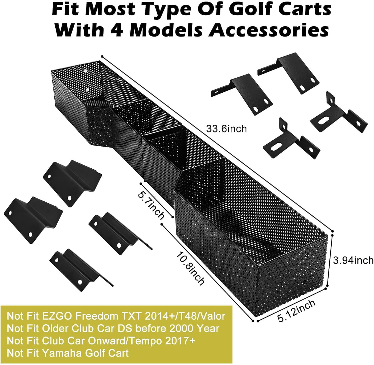 MOSNAI Golf Cart Front Inner Basket Dash Storage/Tray Organizer, Golf Cart Inner Storage Utility and Durable Basket