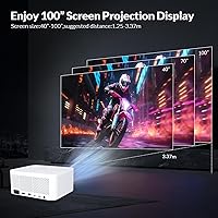 Vista 3 de Proyector inteligente Google TV con WiFi y Bluetooth, compatible con 4K, enfoque automático y Keystone, audio Dolby, película nativa 1080P, mini