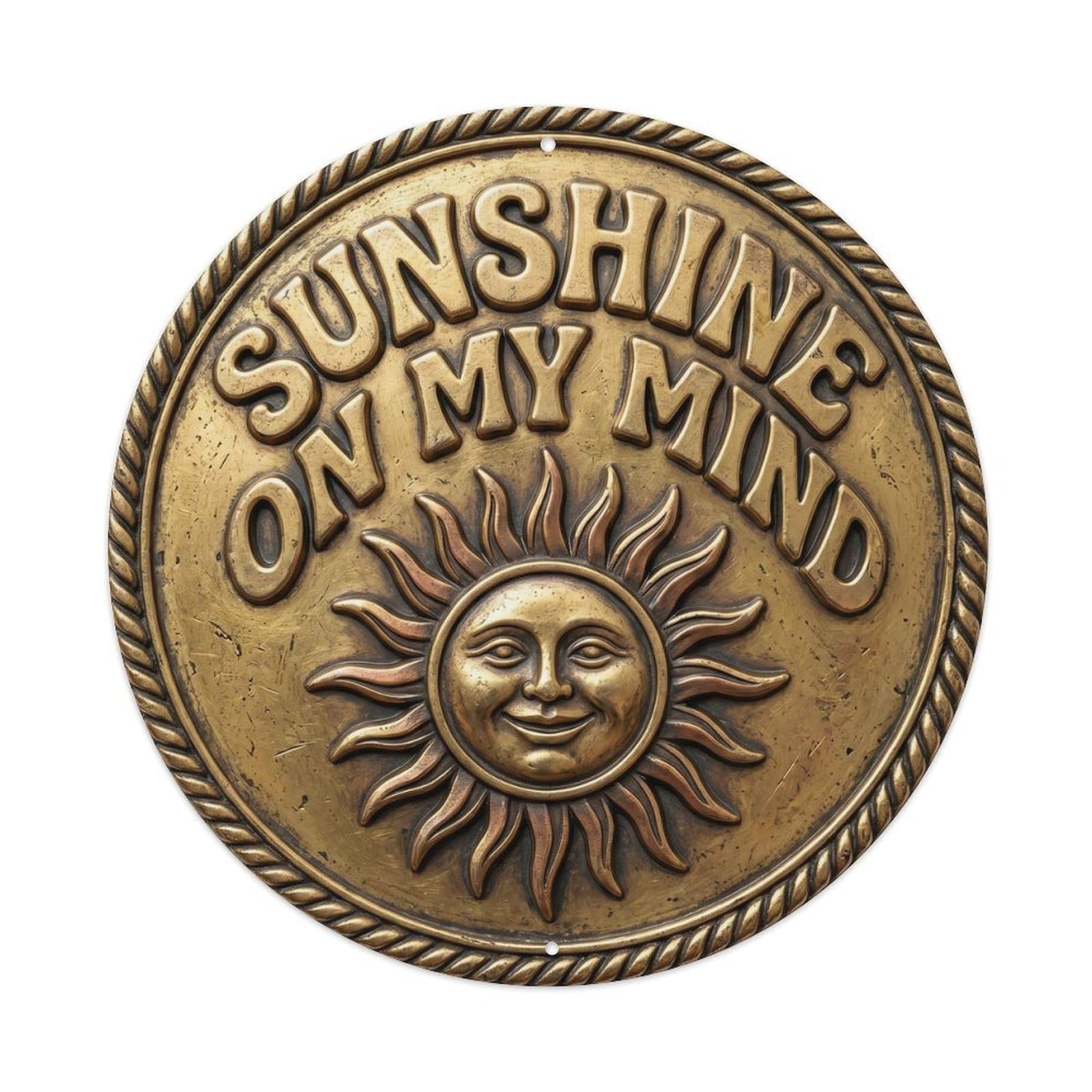 Cwbufd Vintage Style Sunshine On My Mind Nostalgic Garage Accessory Retro Slogans Vintage Metal Tin Sign Plaque Wall Decor For Cafe, Club Bar, Office, Garden Metal Poster 8X8inch