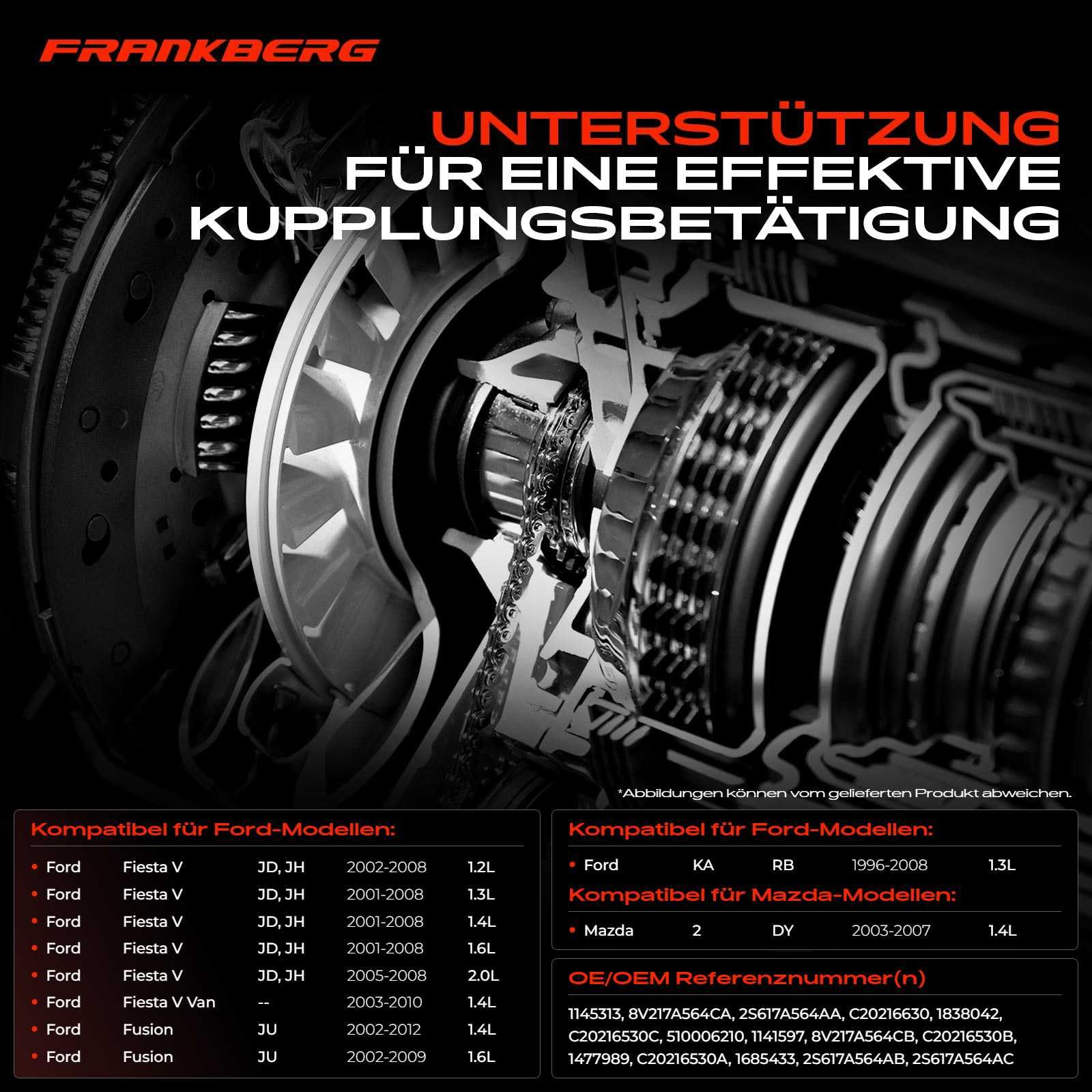 Frankberg Zentralausrücker Kupplung ohne Sensor Kompatibel mit Fiesta V JD JH 1.2L-2.0L 2001-2008 Fusion JU 1.4L 1.6L 2002-2012 KA RB 1.3L 2002-2008 Replace# C20216530A