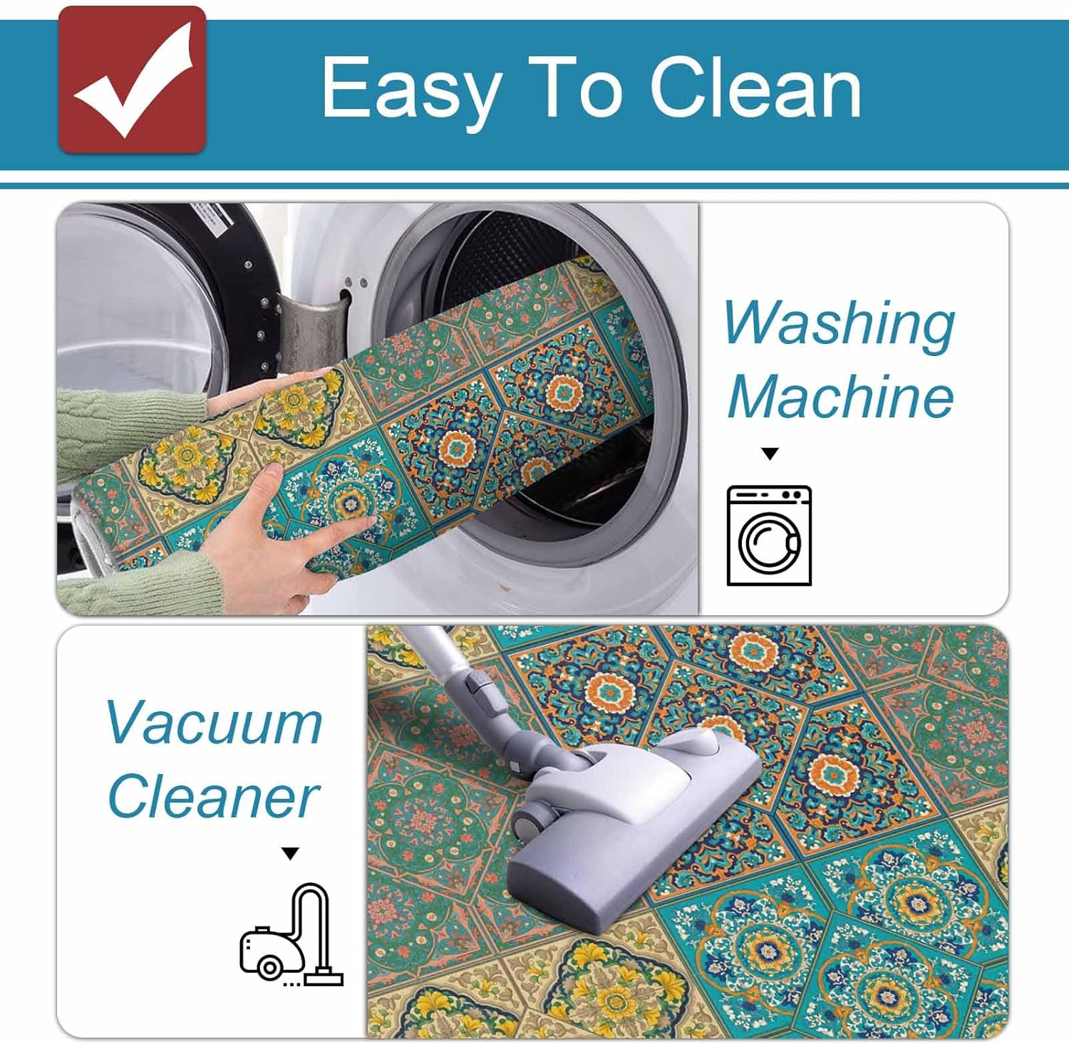 Prime Leader Retro Floral Kitchen Mat Set 2 Pieces Yellow Green Flower Pattern Rustic Bohemian Non Slip Kitchen Rugs Washable Runner Rug Mats for Floor Sink Laundry Office 23.6" x 35.4"+23.6" x 70.9"