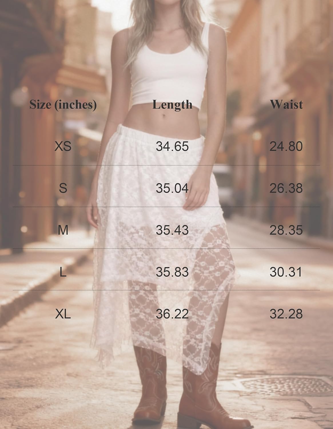 Women's Lace Long Skirts Elastic Asymmetrical Layered Hem Flowy Skirt Sexy See-Through Floral Beach Maxi Skirt - Image 6