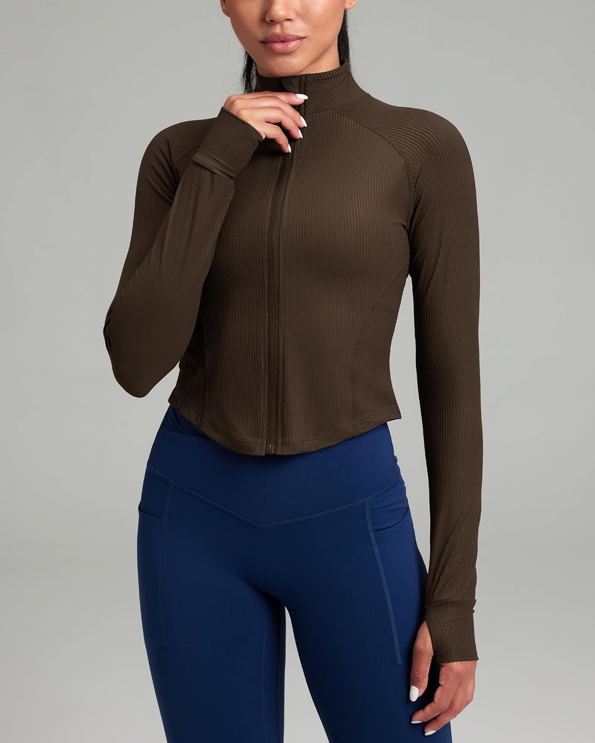 QUEENIEKE Women's Slim Fit Workout Jackets - Zip Up Athletic Running Jacket with Color-blocked Mesh & Thumb Holes - Image 6