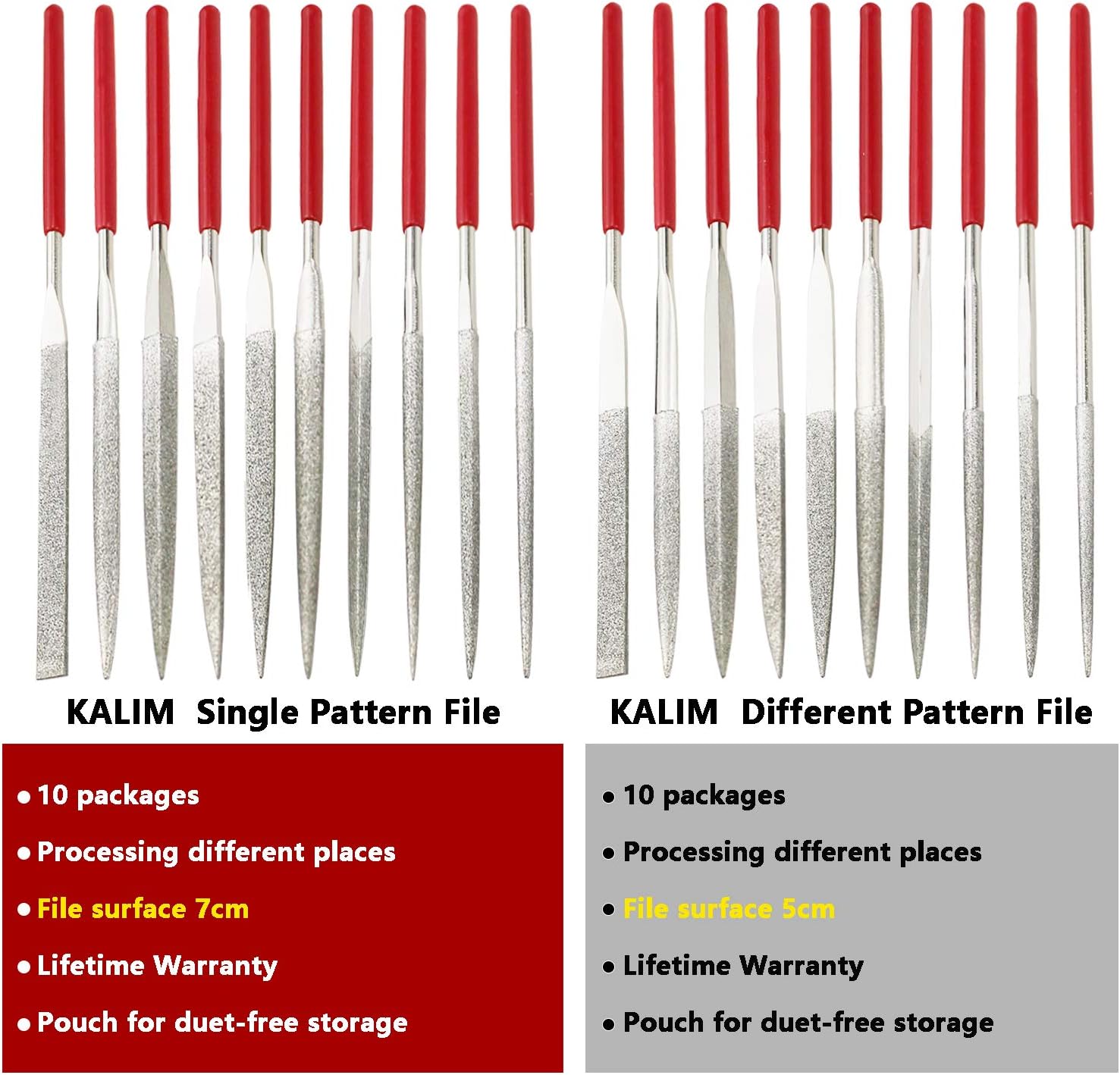 KALIM 10Pcs Mini Diamond Needle File Set 6 Inch Total Length 150 Grit Diamond File(Usable File Length:2-3/4 Inch)