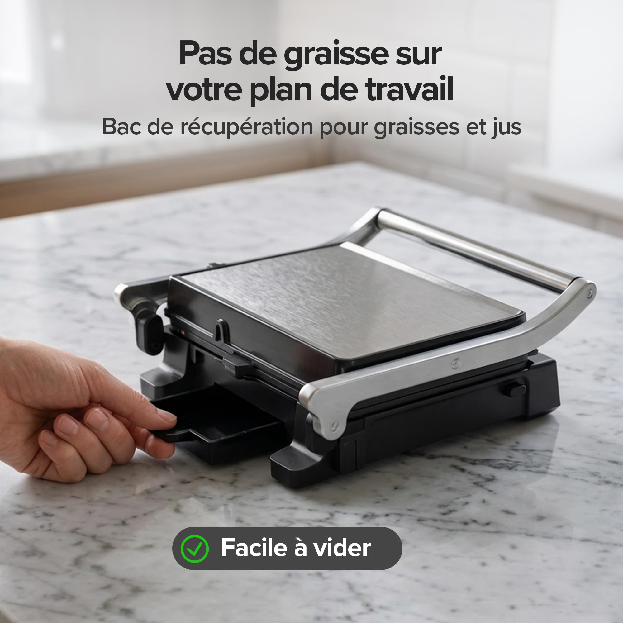 Olvy Grill de Contact 2000W Écran Tactile Sans PFAS 5 Programmes Automatiques Ouverture 180° Plaques Amovibles Antiadhésives Thermostat Minuteur Panini Croque Monsieur Steak