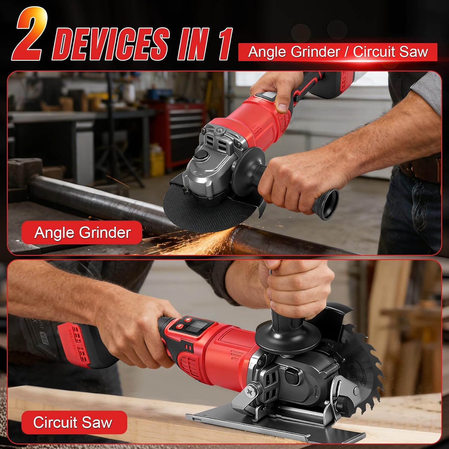 Cordless Angle Grinder for Milwaukee M18 Battery, 4 1/2" Rotatable Head Grinder with Brushless Motor, Variable Speed, LED Display, 11 Accessories for Grinding Polishing Cutting (No Battery)