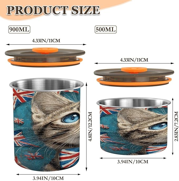 Alaza British Flag Cat Bow Blue Union Jack Coffee Canister 17oz miniatura 3