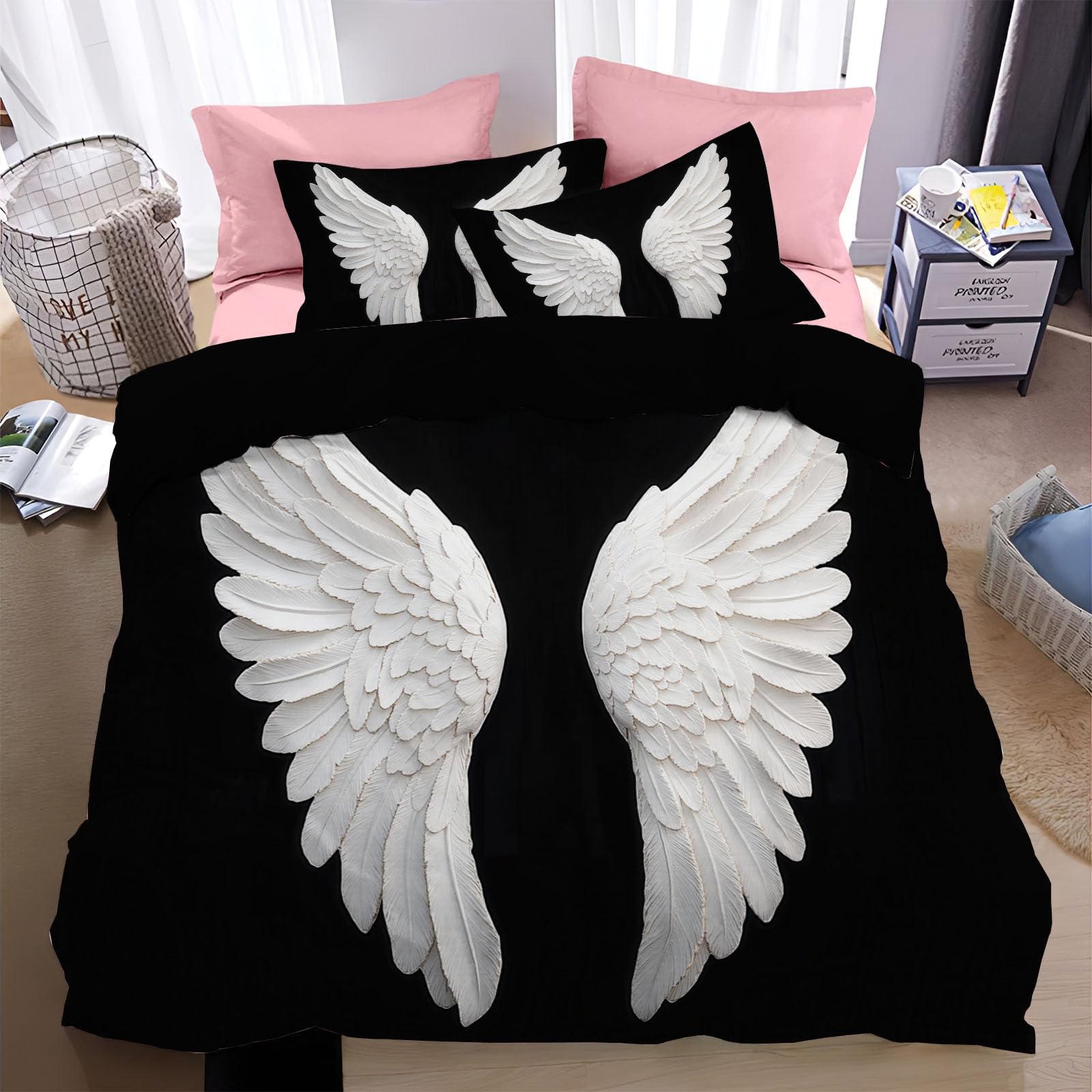 Housse de couette facile à entretenir en microfibre douce 220x240 cm motif ailes de la liberté