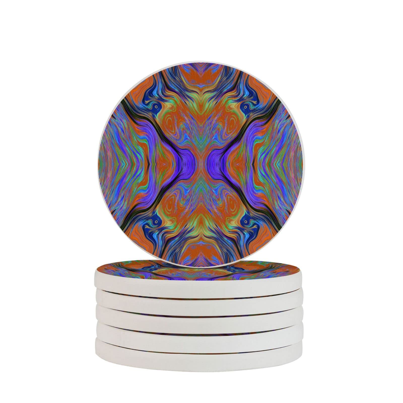 Lava Lamp Purple Orange Burnt Two Pieces Drink Coaster for Tabletop Protection Place Mats for Home Decor
