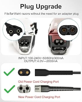 Replacement for Wahl Magic Clipper Cordless Charger, 4V Clipper Charger Compatible with Wahl 8164/8591/8148/8504, 5-Star Magic Clip Cordless Trimmer, 1919 100 Year Hair Clipper