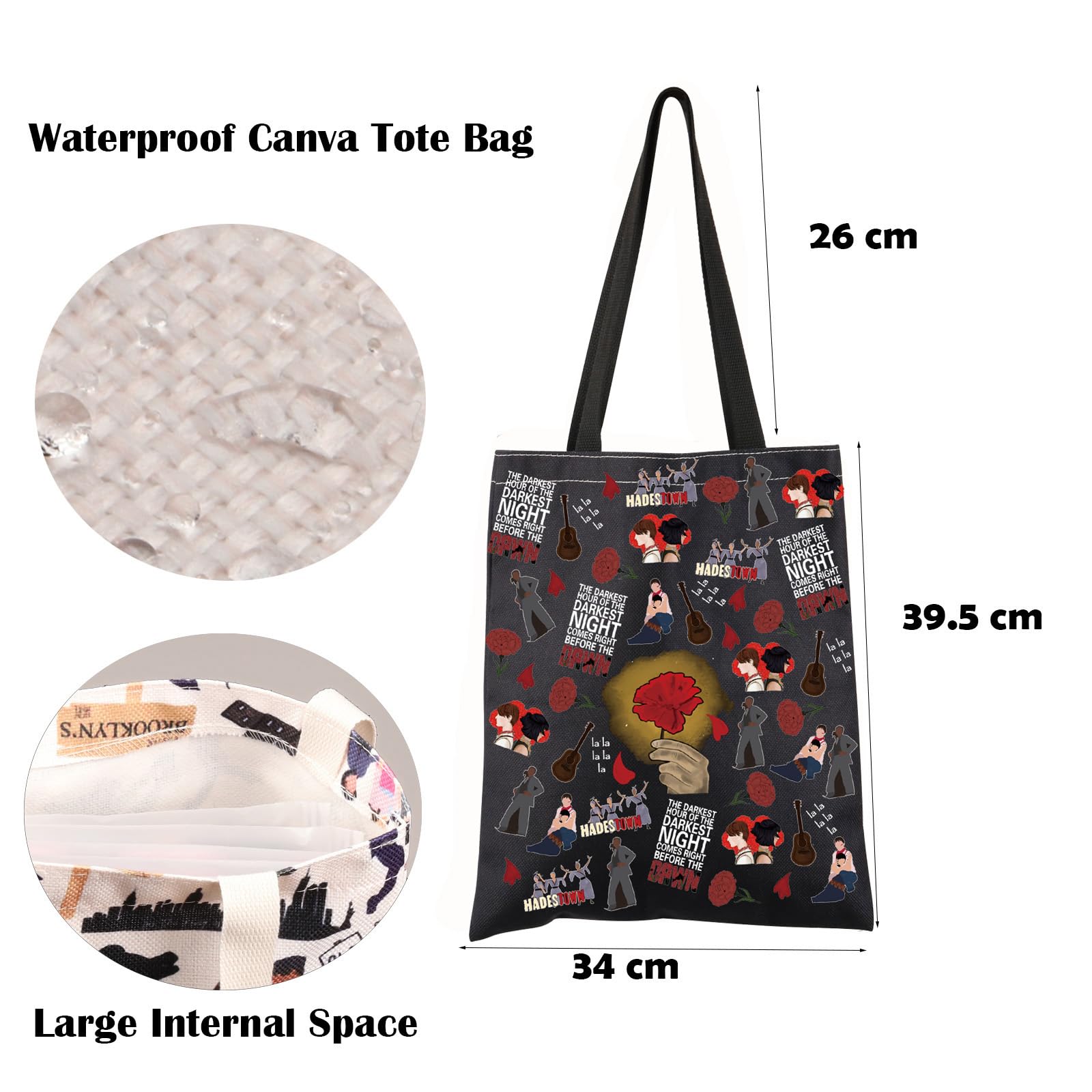 FEELMEM H Musical Tote Bag The Darkest Hour Of The Darkest Night Comes Right Before The Dawn Shoulder Bag - Image 2