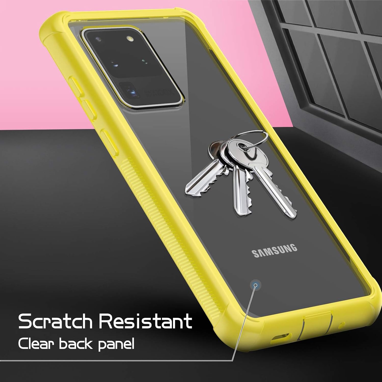 Temdan for Samsung Galaxy S20 Ultra Case, Built-in Screen Protector Full Body Heavy Duty Shockproof Case Support Wireless Charger for Samsung Galaxy S20 Ultra 5G 6.9 inch 2020 (Yellow)