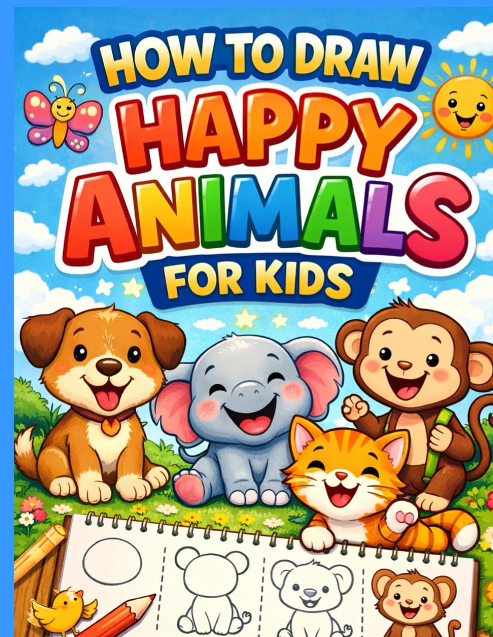 HOW TO DRAW HAPPY ANIMALS FOR KIDS: Step-by-Step Drawing Fun!