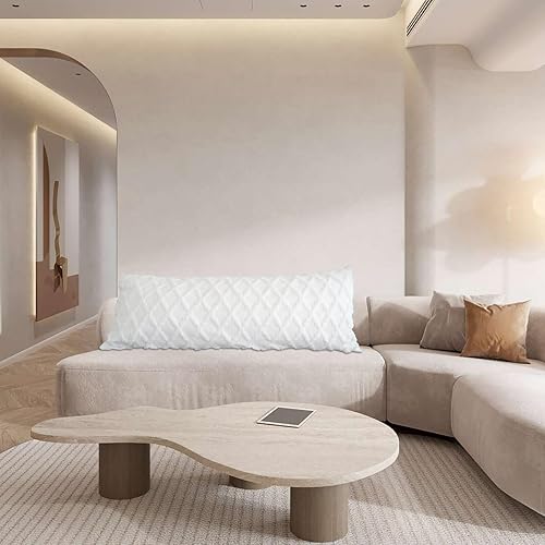 Miniatura 3 de Body Pillowcase in Waffle Velvet Pattern, White Body Pillow Cover with Zipper 21 * 54 1 Piece, Suitable for Sofa, Bedroom Decoration,Without Pillow