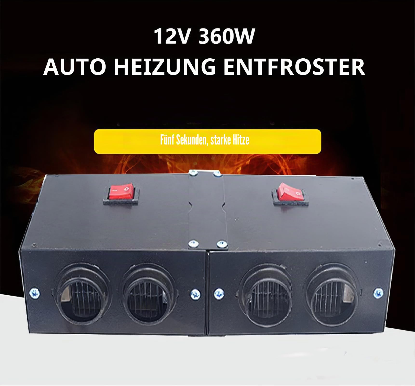 12V 360W Auto Heizlüfter Defroster, Riloer Tragbare Anti-Fog Heizung Mini-Autoheizung, Windschutzscheibe Demister Fenster Lüfter, Auto Winter Windschutz Demister Stumme Warmlüfter mit 4Ports