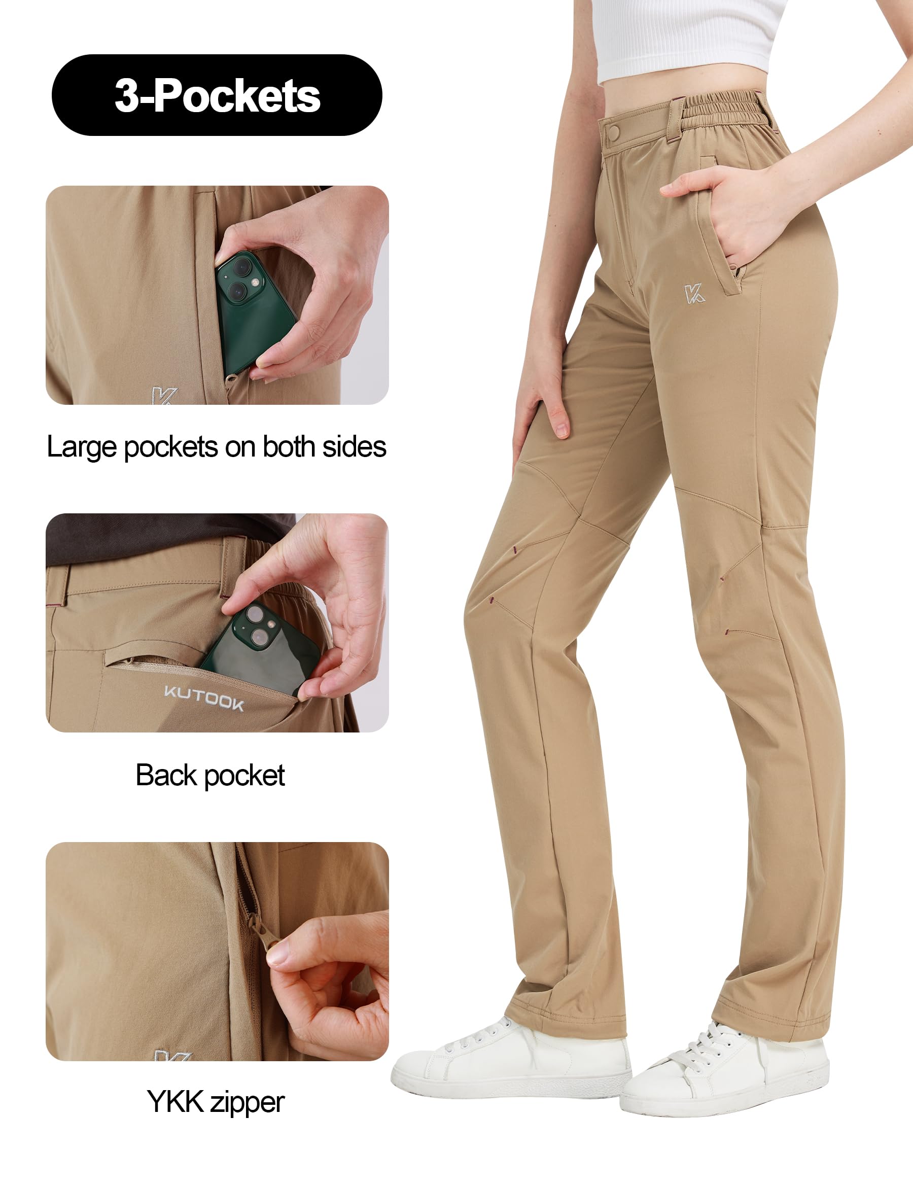 KUTOOK Pantaloni Trekking Donna Estivi Asciugatura Rapida Pantaloni Cargo Donna Traspiranti Elasticizzati Montagna Escursionismo