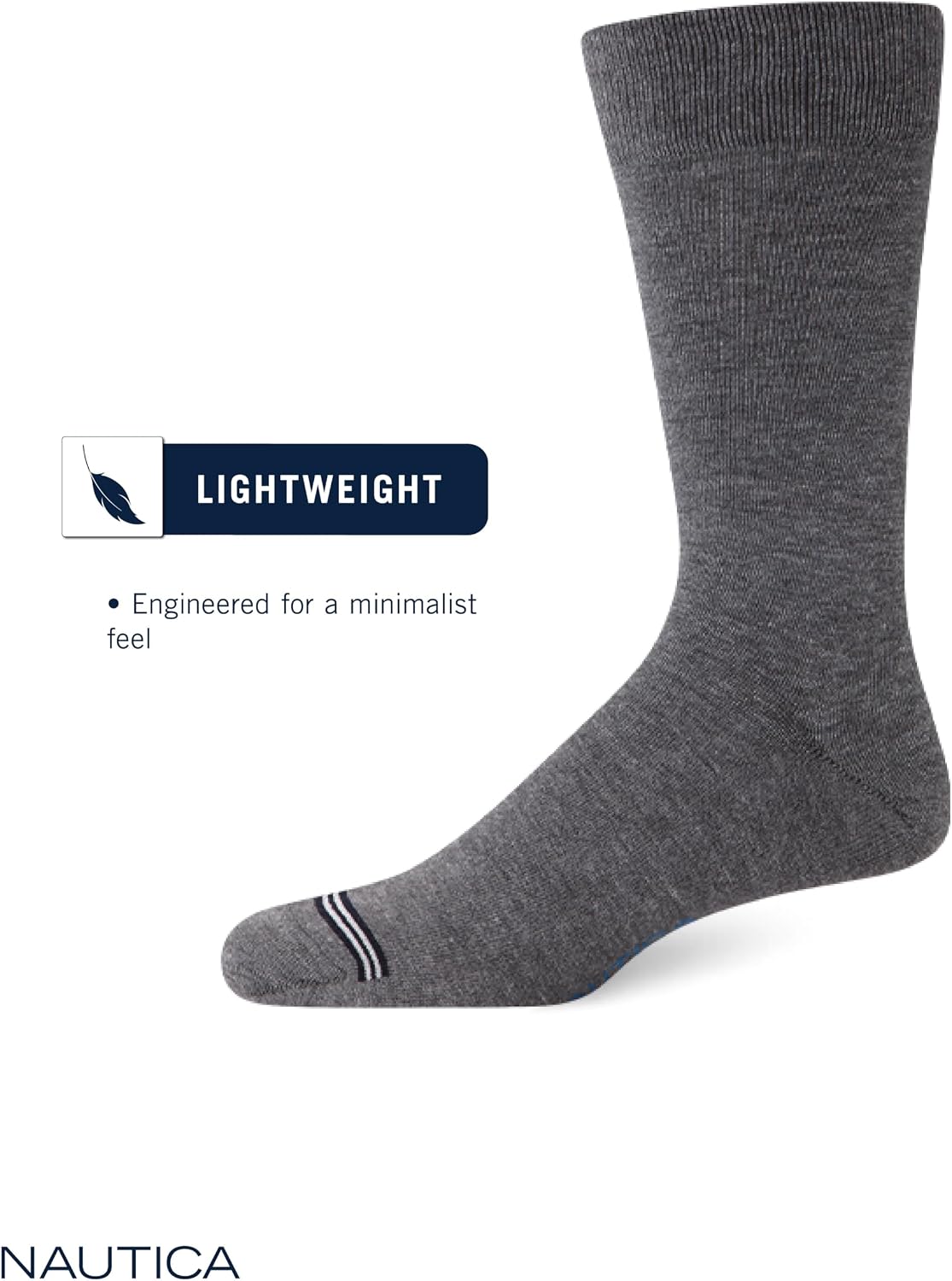 Nautica Mens Dress Socks Business Formal Comfort Stretch Crew Socks 10 Pack | Lightweight Minimalist Feel, Stretch Comfort Fabric, Reinforced Heel and Toe, Mid-Calf Crew Length, Shoe Size 6-12.5