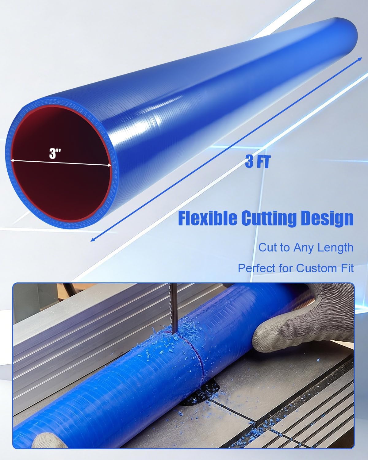 3" ID x 3 Foot Silicone Radiator Coolant Hose Fit for Peterbilt Freightliner Kenworth Truck Trailer Bus, Coolant Hose High Temp, 4 Ply with Rubber Lining