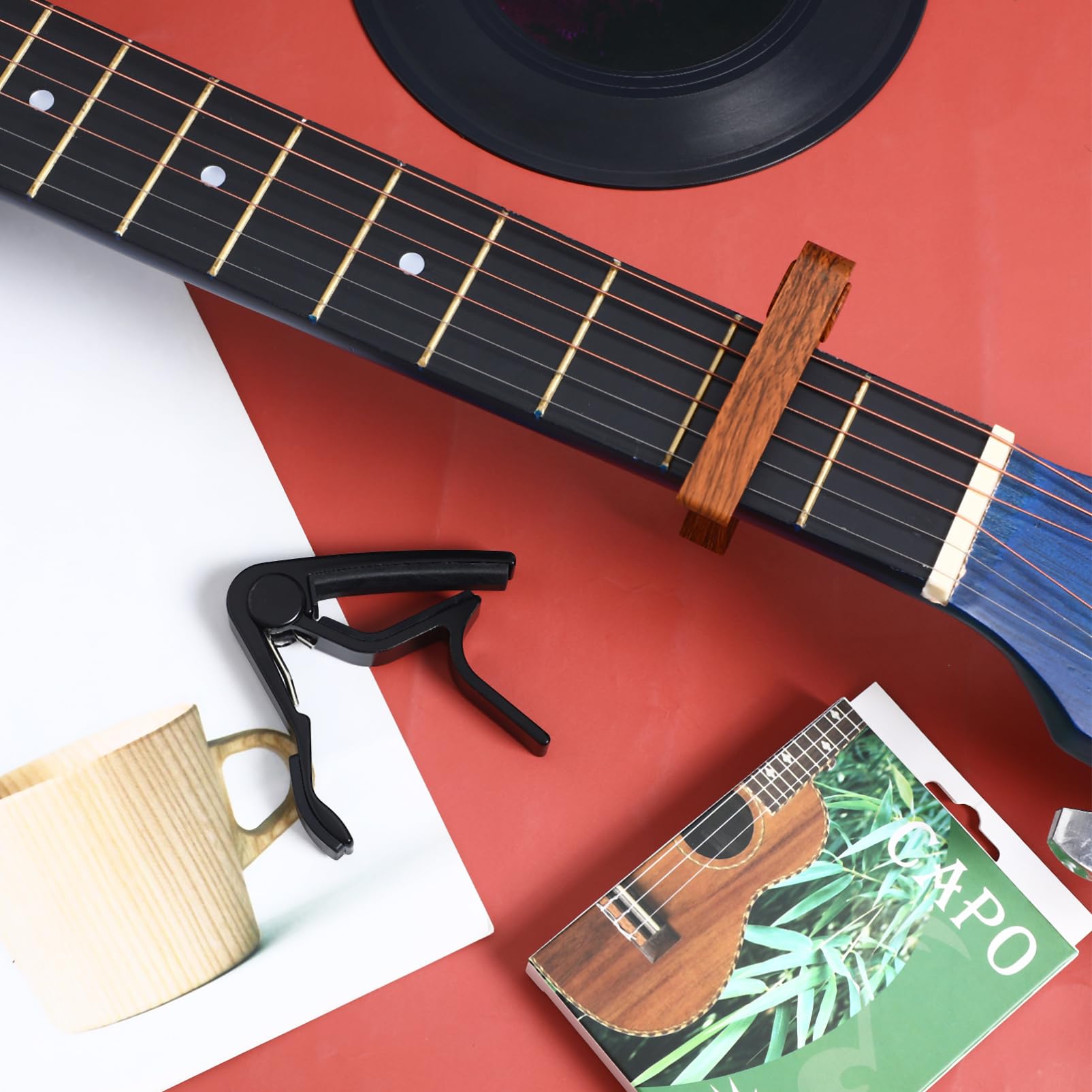 HANABASS 2pcs Wooden Guitar Capo Clamp for Acoustic Electric Guitars Easy to Use Ergonomic Design Compatible with Various Neck Profiles Enhances Playing Experience