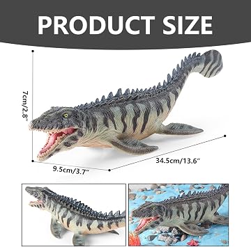 Mosasaurus Toy Artificial Realistic Dinosaur with Movable Mouth & Teeth, Educational Prehistoric Plastic Dinosaur for Kids
