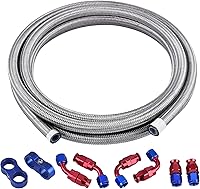 EVILENERGY 6AN PTFE Fuel Line Kit - 10FT Stainless Steel Braided AN6 E85 Hose for LS Swap EFI High-Pressure Fuel Systems