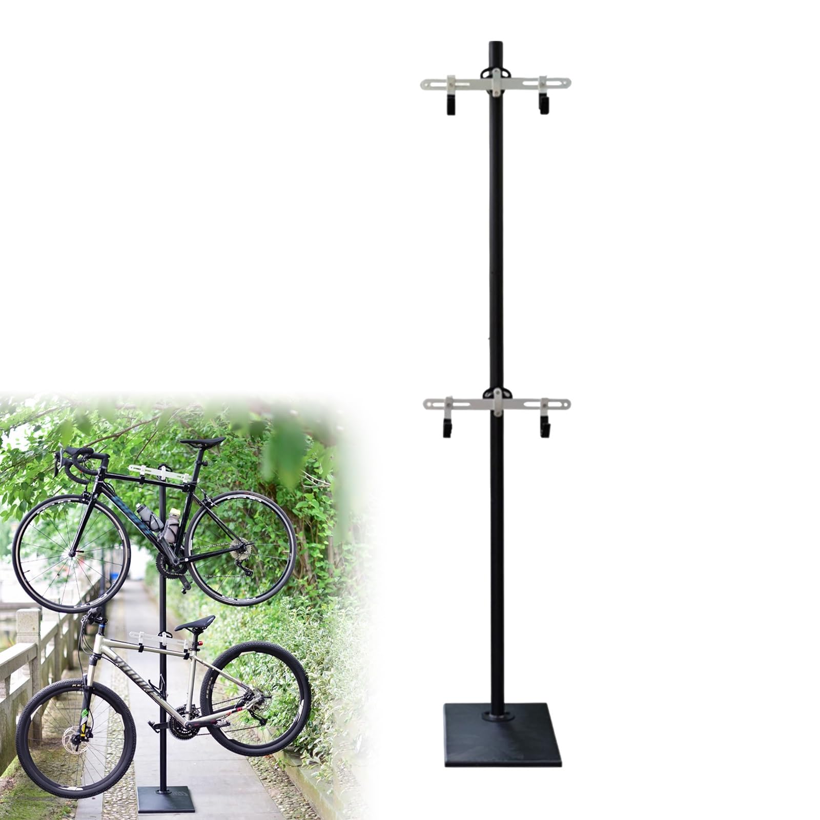 Rangement vélo peu encombrant pour 2 vélos avec support de réparation réglable