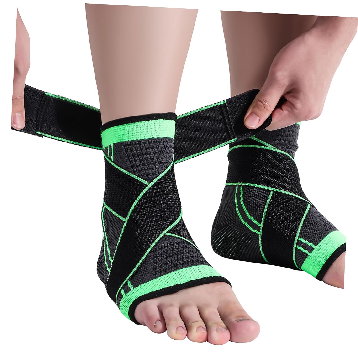 2pcs Adjustable Ankle Compression Sleeve Wrap Ankle Support for Sports Running and Fitness Breathable Material for Comfort and Durability Sprain Fluorescent Green