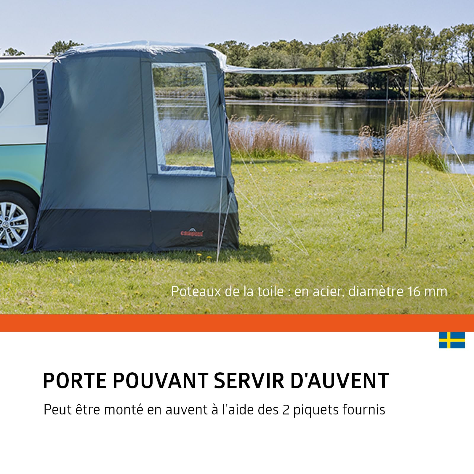 Campout Tente Hayon Van – Tente Coffre VW T5/T6/T6.1 & Mercedes Vito/V-Class – 3000 mm Étanche – Espace Abrité Supplémentaire – INCL. Poteaux d’Auvent – Hauteur 185–200 cm
