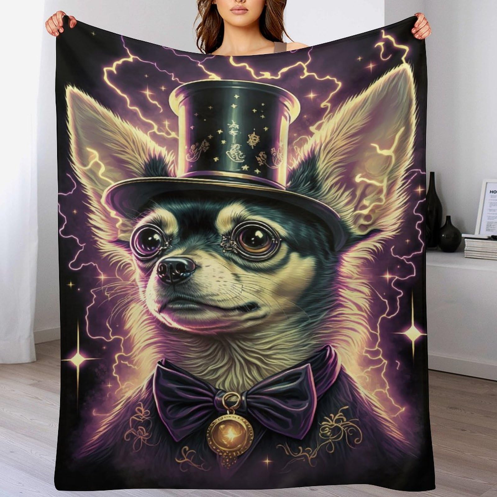 Couverture polaire Chihuahua plaid lit tissu peluche thermique doux 130x150cm