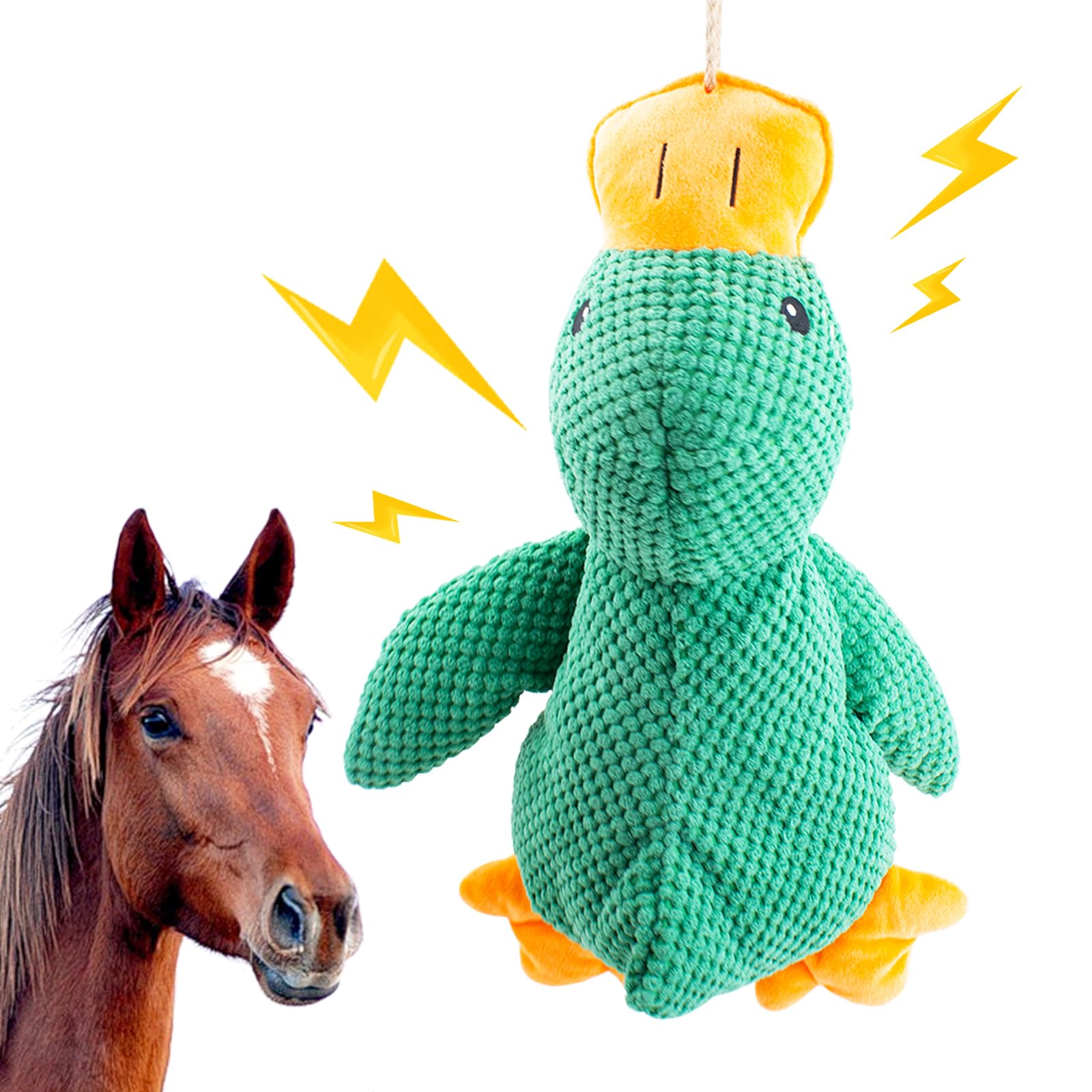 Pato de peluche chirriante, juguete interactivo para caballos, pelota de juguete interactiva para caballos, juguete de peluche para mantenerlos ocupados