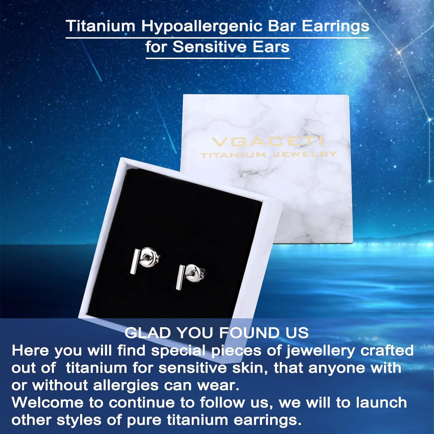 VGACETI Titanium Earrings, Hypoallergenic Stud Earrings for Women Men Sensitive Ears Bar/Butterfly/Triangle/Square Premium High Polished (Shiny Grey) - Image 7