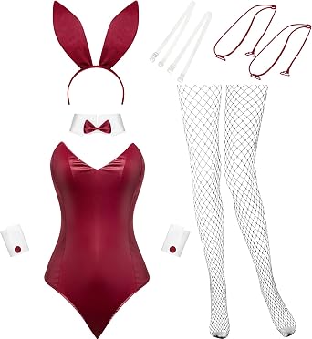 Geyoga 9pcs Women Bunny Costume Outfit Halloween Set