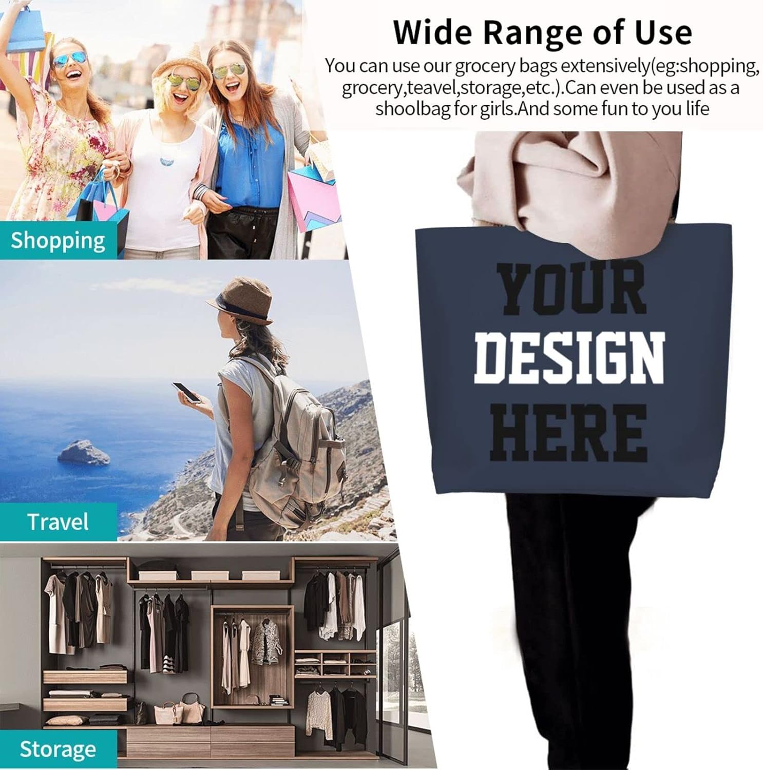 Custom Tote Bags Custom Bags With You Team Logo Text Picture Travel Business Shopping Women Teacher Personalized Shoulder Bag - Image 8