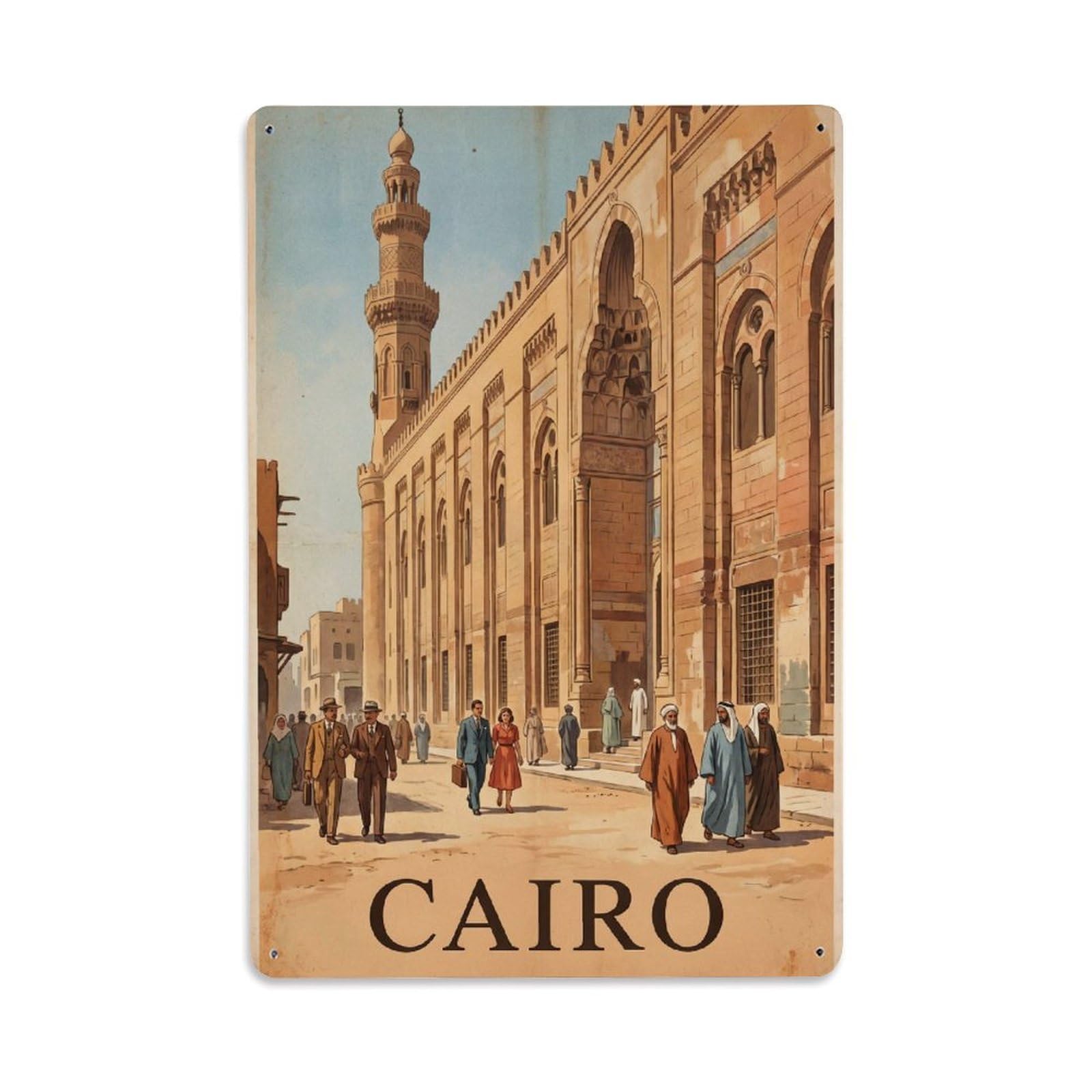 Gead 8X12inch Style Vintage Travel Cairo Historic Metal Tin Sign