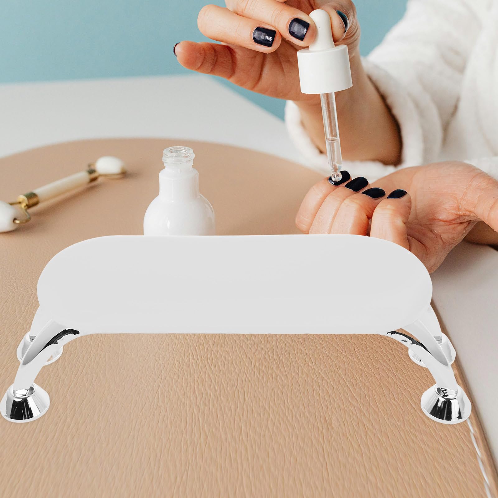 Poggiamani per Manicure in Pu e Ferro Antiscivolo, Cuscino Poggia Mani Spesso e Compatto per Salone di Bellezza e Uso Personale