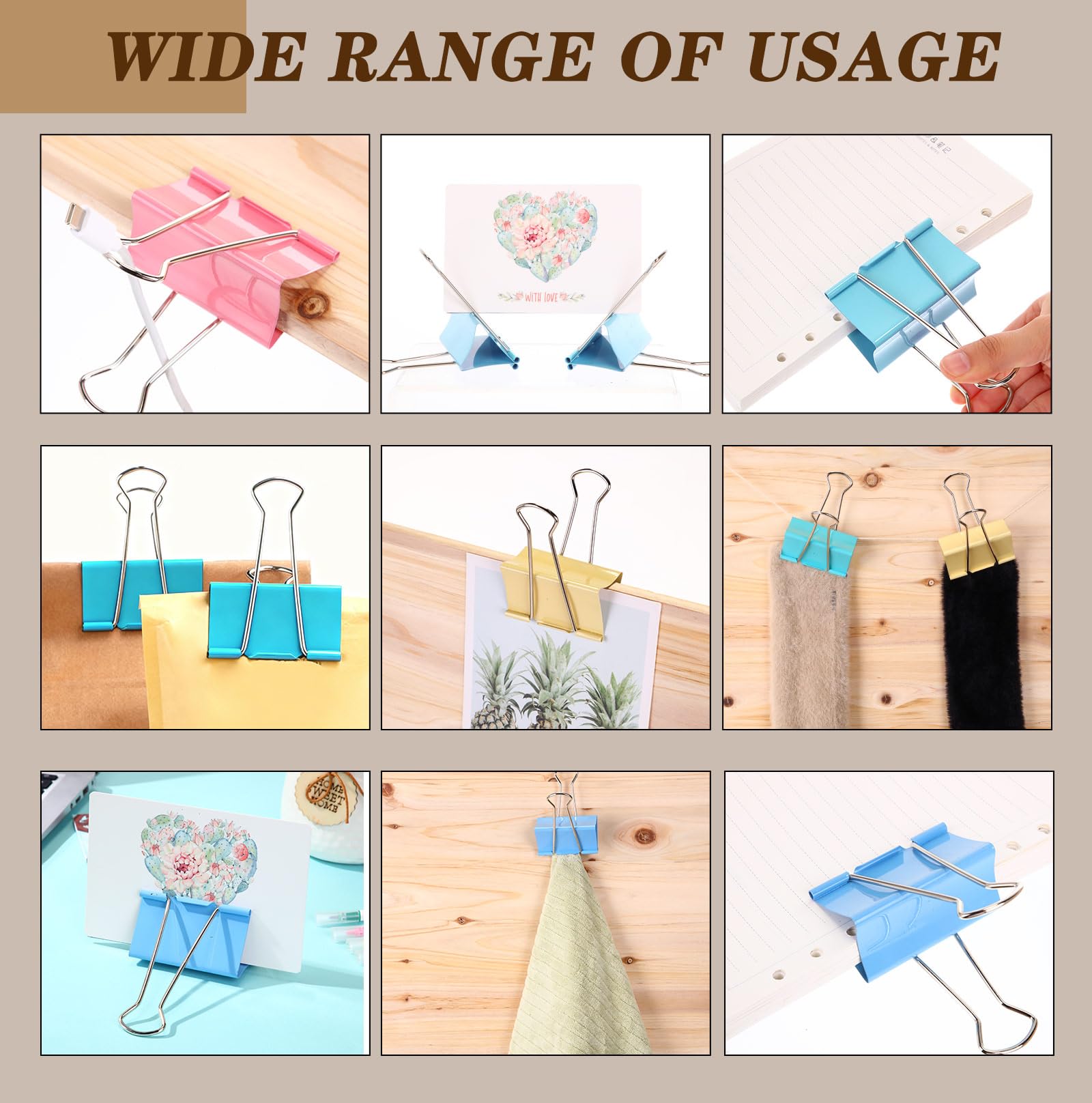 Jetec Jumbo-Binder-Clips, 7,6 cm, extra groß, bunt, groß, strapazierfähig, Metall, riesig, große Papierklemmen für Büro und Zuhause, Organisation, Küche, Lebensmittelbeutel, Zeichnen, 48 Stück