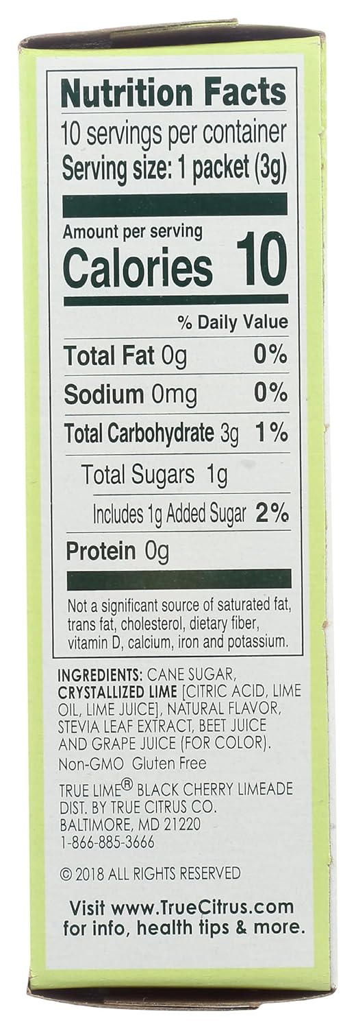 True Citrus Black Cherry Lemonade Water Enhancer Flavored Drink Mix, Non GMO, 1.06 Ounces (Pack Of 12)