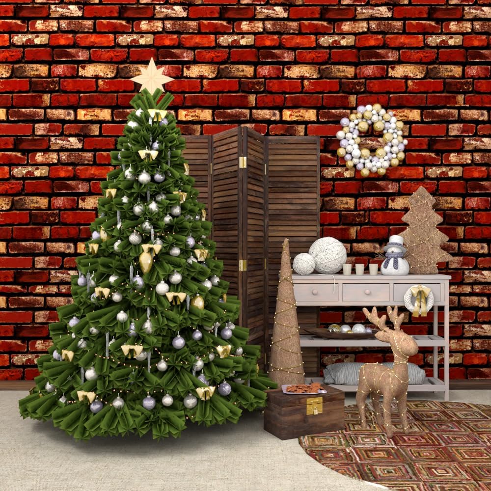 MelunMer Red Brick Peel and Stick Wallpaper 17.7”×197” Self Adhesive Removable Wallpaper Red Faux Brick Contact Paper Waterproof Decorative Easily to Install Contact Paper for Kitchen Backsplash