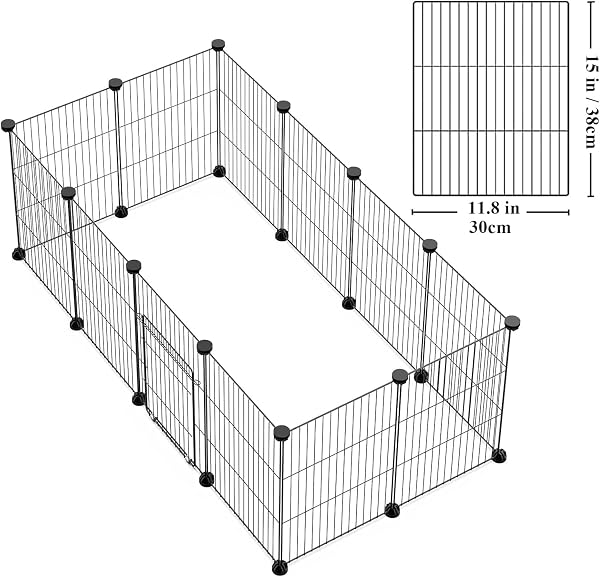 Langxun Bricolaje con Puerta Valla para Mascotas de Animales pequeños, Jaula de Conejos, Jaula de cobayas, Cachorros, Valla para Gatitos(30 * 38 24PCS) - 2